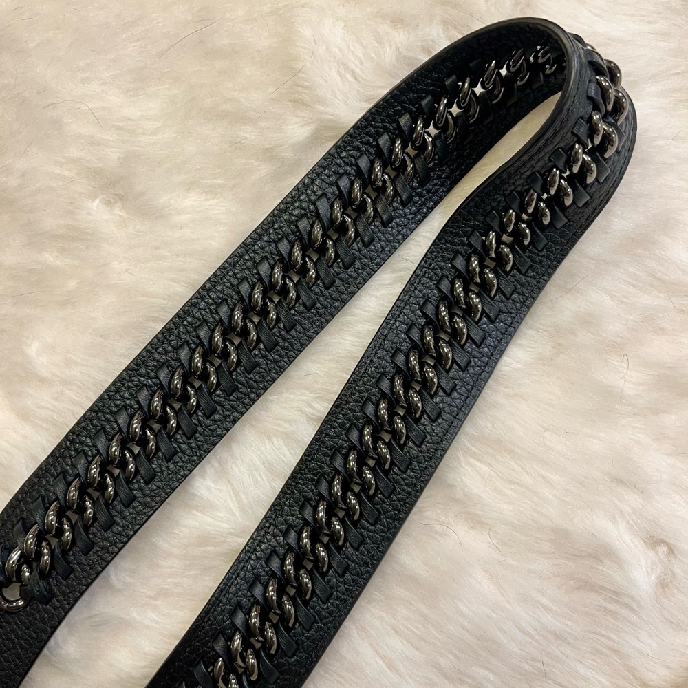 Coach Black Leather Chain-Trim Belt Bag Strap with Rexy Charm - Picture 6 of 6
